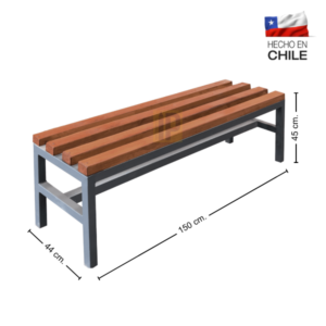 Banca camarín simple 150 cm. metal madera