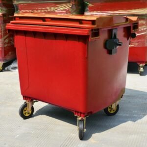 Contenedor de basura plástico 1100 litros color Rojo - Industrial Partner